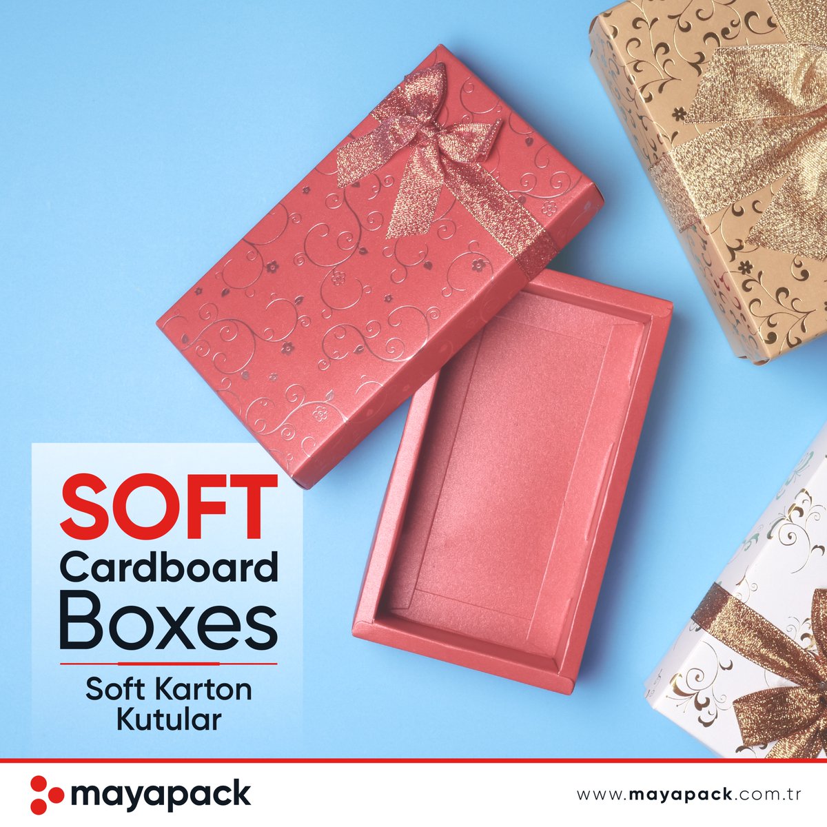 Mayapacktr's tweet photo. Soft cardboard boxes with elegant lids, decorated with fancy papers, foil accents and elegant ribbon details. Ideal for presenting gifts in a stylish and luxurious way.
#SoftCardboardBoxes #BoxesLids #FancyPaper #Foil #Ribbon
+++ https://t.co/2vp7S9Mx0u