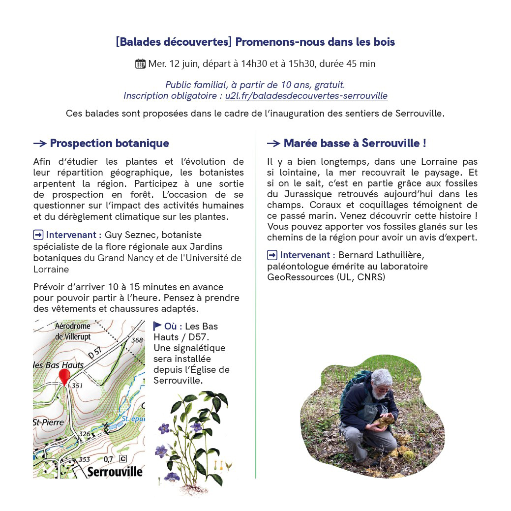 Notre programme d'événements #SAPS débute en Coeur du Pays Haut ce mercredi avec 2 balades scientifiques. Botanique et paléontologie sont au programme. Plus d'infos et réservations : u2l.fr/baladesdecouve… @JardinBotaNancy @Grand_Nancy  <a href="/Univ_Lorraine/">Lorraine</a> <a href="/GeoRessources/">GeoRessources</a>