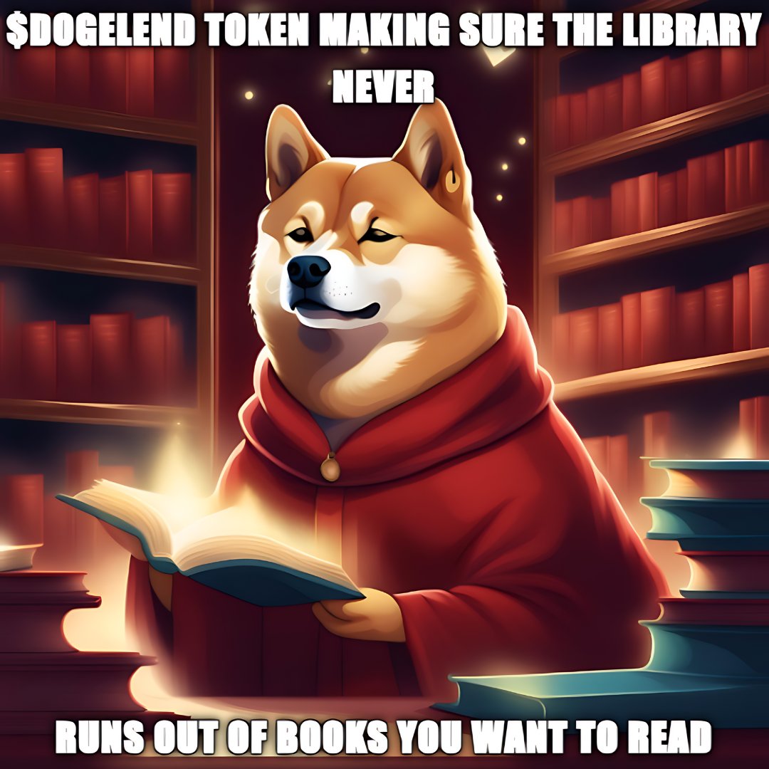 DogeLend's tweet photo. When $dogelend token is in the library with endless books! 🐶📚 #dogememe #cryptomeme #dogelend #library #books #DogeLendToken #DogeLend. https://t.co/V3FuNZ6RUG