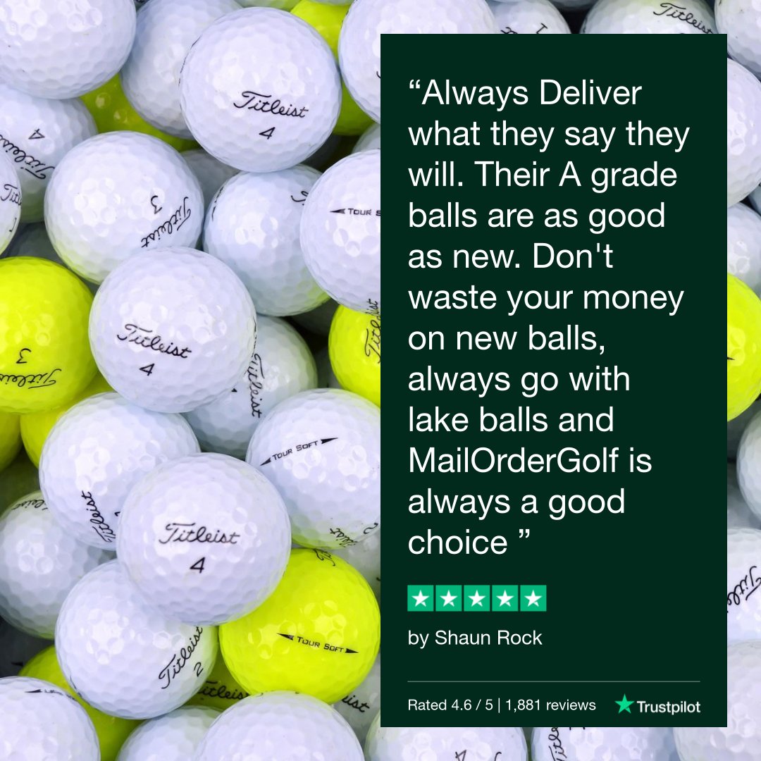 mailordergolf's tweet photo. Our lake balls allow you to keep playing with your regular ball at a significantly lower price... so why buy brand new ones?! ⛳🤩

Available at https://t.co/BhdxHiqagO.

#mailordergolf #lakeballs #golfballs #trustpilot https://t.co/dFZRoTT1pi