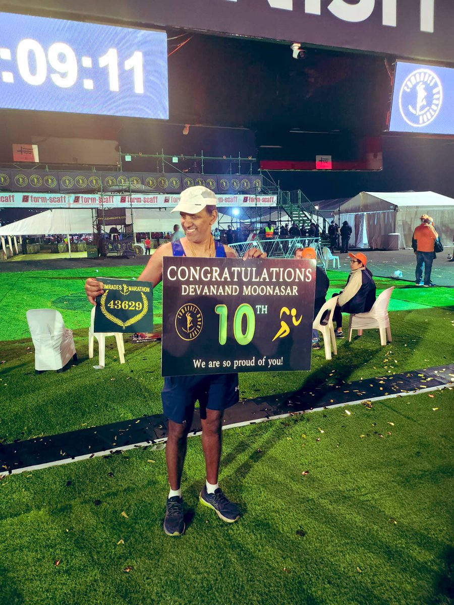 🥳 <a href="/WHOSouthAfrica/">WHO South Africa</a> wishes to congratulate Dr Patrick Moonasar for participating in the <a href="/ComradesRace/">ComradesRace</a>!

Completing the #ComradesMarathon is a huge achievement &amp; to do so 10 times is testament of Dr Moonasar’s commitment to #SDG3 #goodhealthandwellbeing
#comrades2024