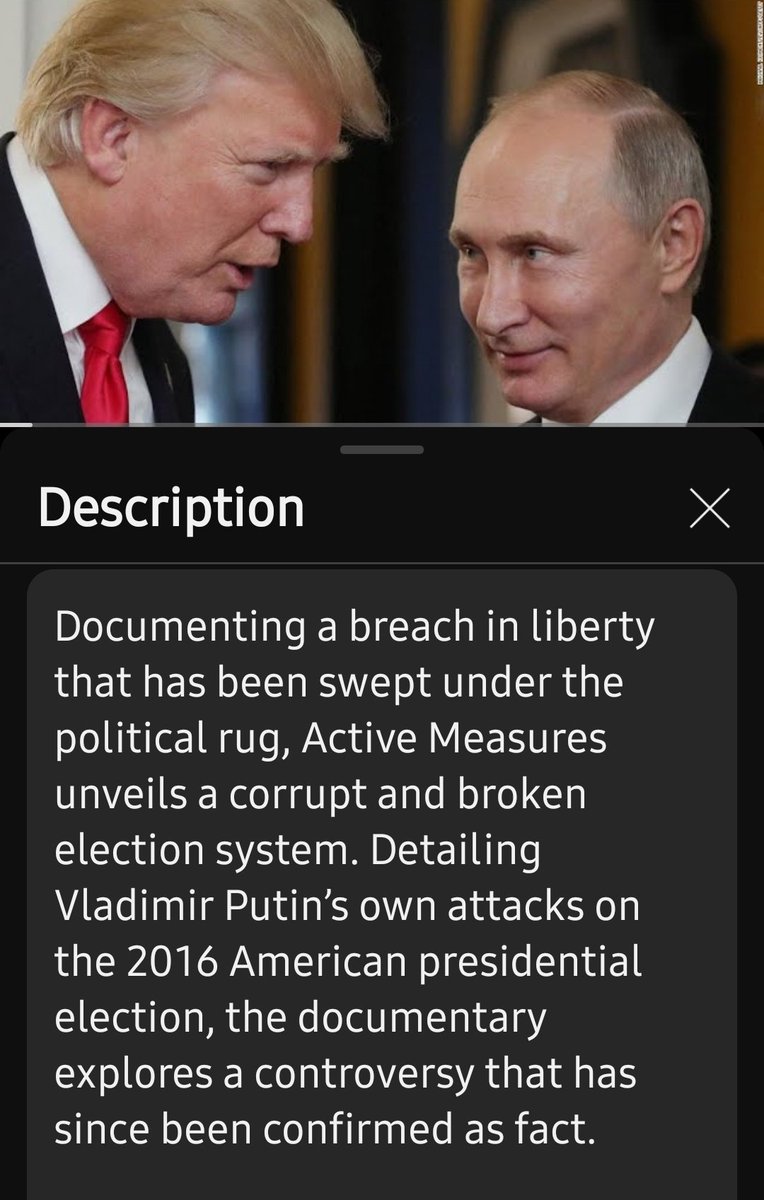LindaKWS1's tweet photo. ACTIVE MEASURES-
"A follow-the-money documentary traces the corrupt connection between Donald Trump and Russia, which the movie fills in with timely acuity."
#TrumpRussia
#DonaldTrump #Putun
#TrumpRussiaCollusion
The documentary and the trailer is in this THREAD https://t.co/k0jOOHgRo4