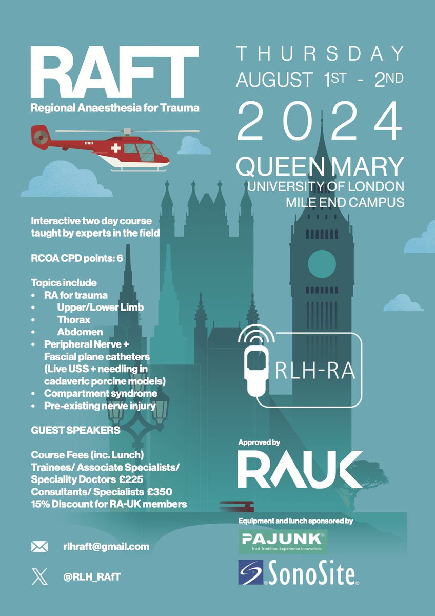 RA-UK (@regionalanaesuk) on Twitter photo ๐ฅ๐-๐จ๐ ๐๐ฝ๐ฝ๐ฟ๐ผ๐๐ฒ๐ฑ ๐๐ผ๐๐ฟ๐๐ฒ
๐๏ธ Thur-Fri 1st-2nd August 2024
๐ Queen Mary, Mile End Campus, E1 4NS
๐ <a href="/RCoANews/">Royal College of Anaesthetists</a> CPD points
๐ป bookcpd.com/course/RAfT_Auโฆ
๐ญ๐ฑ% ๐๐ถ๐๐ฐ๐ผ๐๐ป๐ ๐ณ๐ผ๐ฟ ๐ฅ๐-๐จ๐ ๐ ๐ฒ๐บ๐ฏ๐ฒ๐ฟ๐
โ๏ธ ๐๐ผ๐น๐น๐ผ๐
๐ป ๐๐ผ๐ถ๐ป: ra-uk.org ๐ฅ๐-๐จ๐ ๐๐ฝ๐ฝ๐ฟ๐ผ๐๐ฒ๐ฑ ๐๐ผ๐๐ฟ๐๐ฒ
๐๏ธ Thur-Fri 1st-2nd August 2024
๐ Queen Mary, Mile End Campus, E1 4NS
๐ <a href="/RCoANews/">Royal College of Anaesthetists</a> CPD points
๐ป bookcpd.com/course/RAfT_Auโฆ
๐ญ๐ฑ% ๐๐ถ๐๐ฐ๐ผ๐๐ป๐ ๐ณ๐ผ๐ฟ ๐ฅ๐-๐จ๐ ๐ ๐ฒ๐บ๐ฏ๐ฒ๐ฟ๐
โ๏ธ ๐๐ผ๐น๐น๐ผ๐
๐ป ๐๐ผ๐ถ๐ป: ra-uk.org