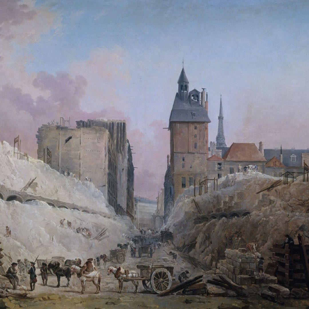 L’ŒUVRE DE LA SEMAINE
La démolition en 1788 des maisons qui bordaient le pont au Change témoigne d’une importante intervention d’embellissement au centre de #Paris. 
🖼️« La démolition des maisons du pont au Change »,  Hubert Robert (1733 – 1808)