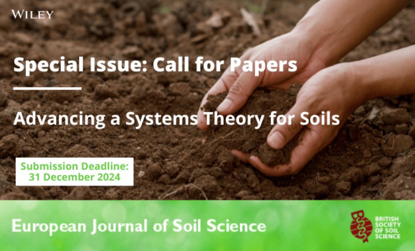 Dan Evans (@danevansol) on Twitter photo Delighted to launch this Special Issue for <a href="/ejsoilscience/">European Journal of Soil Science</a> with Jim Harris & <a href="/sachajonmooney/">Sacha Mooney</a>
‘Advancing a Systems Theory for #Soils’ is now open for contributions focusing on four #system properties
🧫 Life
🪴 Function
⚙️ Connectivity
📈 Emergence
➡️ bsssjournals.onlinelibrary.wiley.com/hub/journal/13… Delighted to launch this Special Issue for <a href="/ejsoilscience/">European Journal of Soil Science</a> with Jim Harris & <a href="/sachajonmooney/">Sacha Mooney</a>
‘Advancing a Systems Theory for #Soils’ is now open for contributions focusing on four #system properties
🧫 Life
🪴 Function
⚙️ Connectivity
📈 Emergence
➡️ bsssjournals.onlinelibrary.wiley.com/hub/journal/13…