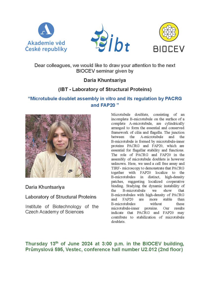 IBT_CAS's tweet photo. 📢Two more seminars from the #BIOCEV series, definitely worth your attention❗️
🗓️𝟭𝟯. 𝟲. 𝟮𝟬𝟮𝟰
⏰𝟭𝟱:𝟬𝟬 - 𝟭𝟲:𝟬𝟬
🗺️ BIOCEV, Vestec
@Akademie_ved_CR @BIOCEV_science @UniKarlova https://t.co/NhnaP6ltCB
