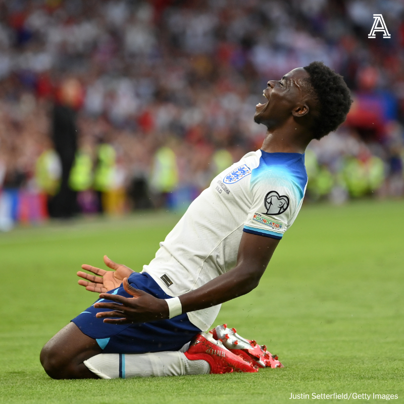 TheAthleticFC's tweet photo. Bukayo Saka 🏴󠁧󠁢󠁥󠁮󠁧󠁿

🔴 Club: Arsenal
📍 Position: FWD
🧢 Caps: 33
⚽️ Goals: 11

Saka’s superpower? His efficiency.

It is the quality that all young forwards search for and most never find, but it has been the Arsenal forward's gift from a young age.

✍️ @JordanC1107