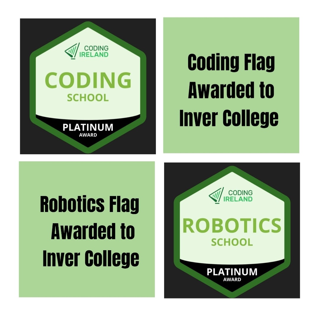 InverCollege's tweet image. 🎙 Congratulations @InverCollege 🎙
Coding Award Flag and Robotics Award Flag awarded by #CodingIreland.
Acknowledging the learning undertaken by students from 1st to 6th Year in both STEM areas.
#Technology #ComputerScience #MicrosoftOfficeSpecialist
#STEM