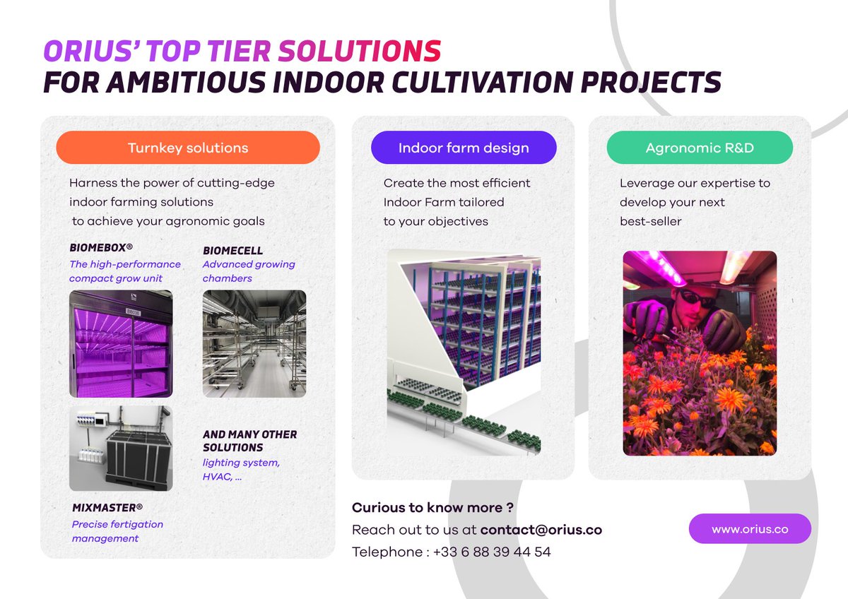 orius_co's tweet photo. Orius will be present at @GreenTechRAI in #Amsterdam.   From turnkey solutions to precise fertigation system, and agronomic R&amp;D services, Orius is your trusted partner in unlocking the full potential of high-value indoor cultivation projects. Don't miss out! Connect with us! https://t.co/6rcpOznXkH