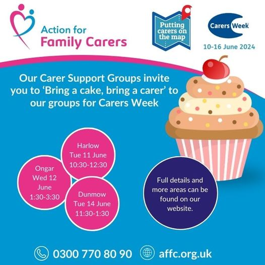 Our popular Carer Support groups are asking 'Bring a cake, bring a carer’ – we’d love anyone coming to invite a friend, neighbour, family member or colleague who may also be looking after someone who couldn’t manage without them, to come along and enjoy a cuppa, a cake and a chat