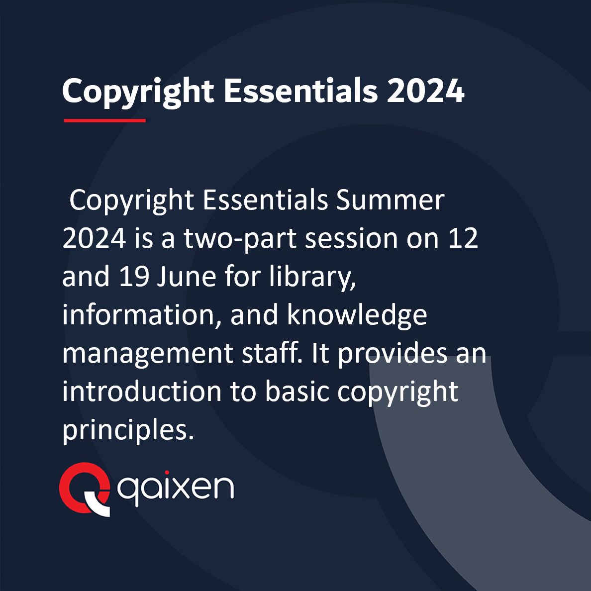 Qaixen's tweet photo. Copyright Essentials Summer 2024 is a two-part session on 12 &amp; 19 June for library, information, and knowledge management staff. It introduces basic copyright principles, offering a perfect opportunity for those interested. More info  https://t.co/UGIw61ekf3 #copyright https://t.co/T92J5AxLqp