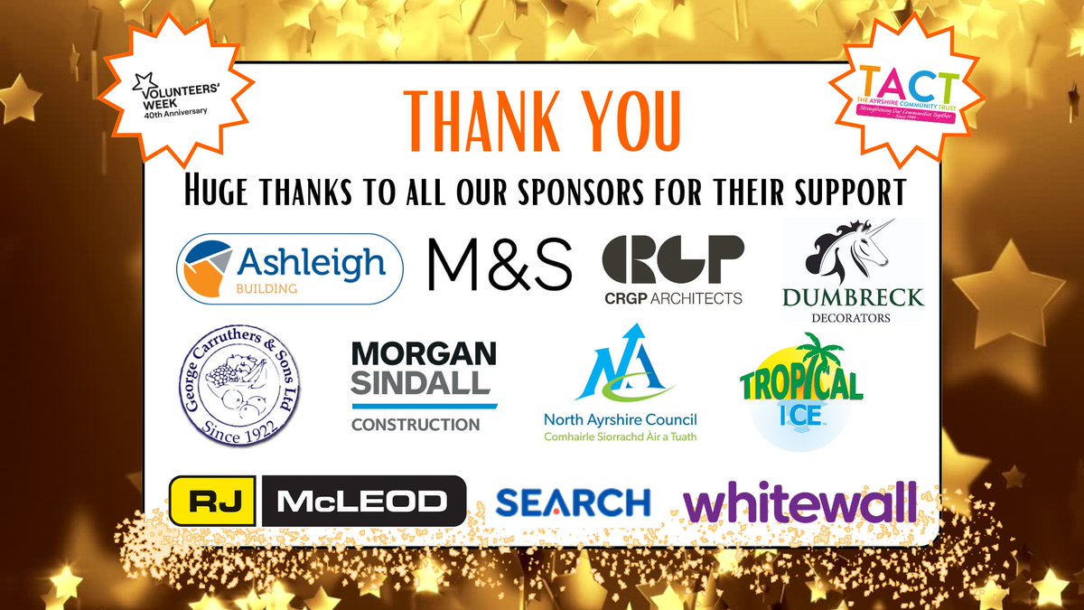 We would just like to say a massive Thank You to all the sponsors whose kind contributions allowed us to make our Volunteer Awards ceremony such a special event last Thursday night. Your support is very much appreciated!