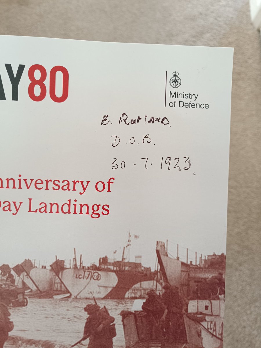 HistoryUnter's tweet photo. Well back home in dear old Blighty after a momentous week in Normandy 🇫🇷 for the 80th Anniversary 
This item will be treasured along with the memories 
Meeting and chatting to Edward " Ted "  Lofty " Rutland was the highlight by far 🙏🏻
#DDay2024 
#dday80 
#ddayrembrance https://t.co/n7bmE807B0