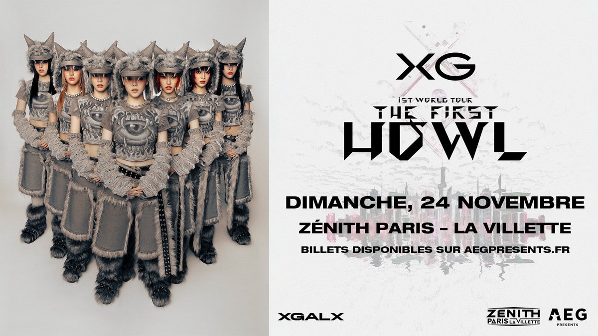 INFOS🌐┊10.06.24

Le compte de <a href="/AEGPresentsFR/">AEG Presents France</a> viennent d’annoncer la venue des filles le 24 novembre prochain au zénith de Paris !!!!

La Prévente AEG aura lieu le 13 juin à 10h
Et l’ouverture de la billetterie générale aura lieu le 14 juin à 10h
Lien ⬇️
aegpresents.fr/event/xg/