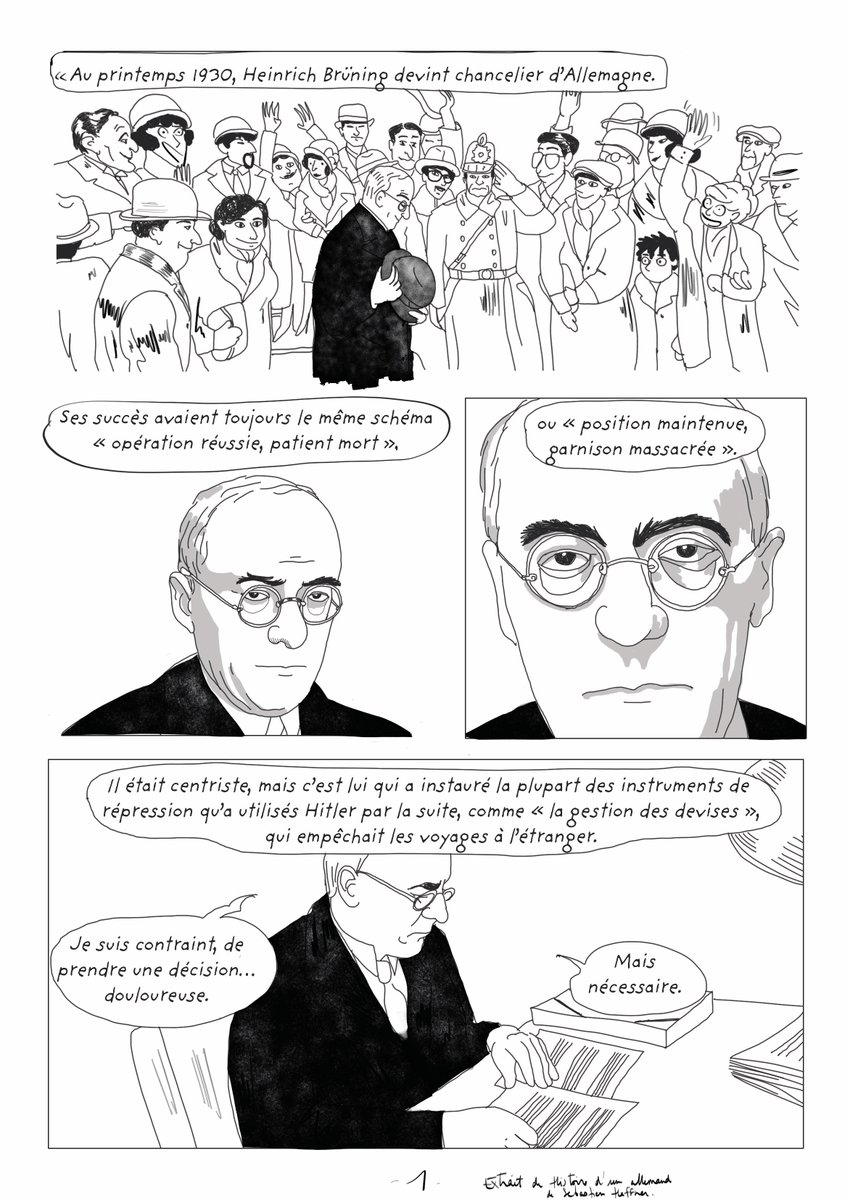 Tiphaine Rivière (@tiphaineriv) on Twitter photo Dans "Histoire d'un allemand", Sébastien Haffner décrit entre autres Brüning, le chancelier "centriste" qui a permis l'accession d'Hitler au pouvoir. J'ai dessiné en 4 planches ce passage (1/4): <a href="/NicolasFramont/">Nicolas Framont</a> <a href="/ThomasCadene/">Thomas Cadène</a> Dans "Histoire d'un allemand", Sébastien Haffner décrit entre autres Brüning, le chancelier "centriste" qui a permis l'accession d'Hitler au pouvoir. J'ai dessiné en 4 planches ce passage (1/4): <a href="/NicolasFramont/">Nicolas Framont</a> <a href="/ThomasCadene/">Thomas Cadène</a>