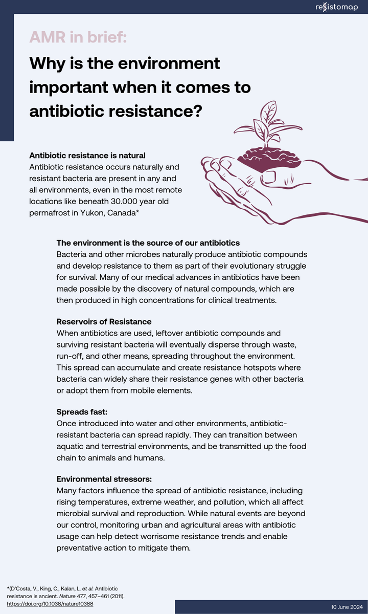 Why is it so important to monitor the environment in the seemingly clinical issue of #AntibioticResistance?
Find 5 key point in this informational leaflet:

#AntimicrobialResistance #OneHealth #AMRinBrief #Resistomap