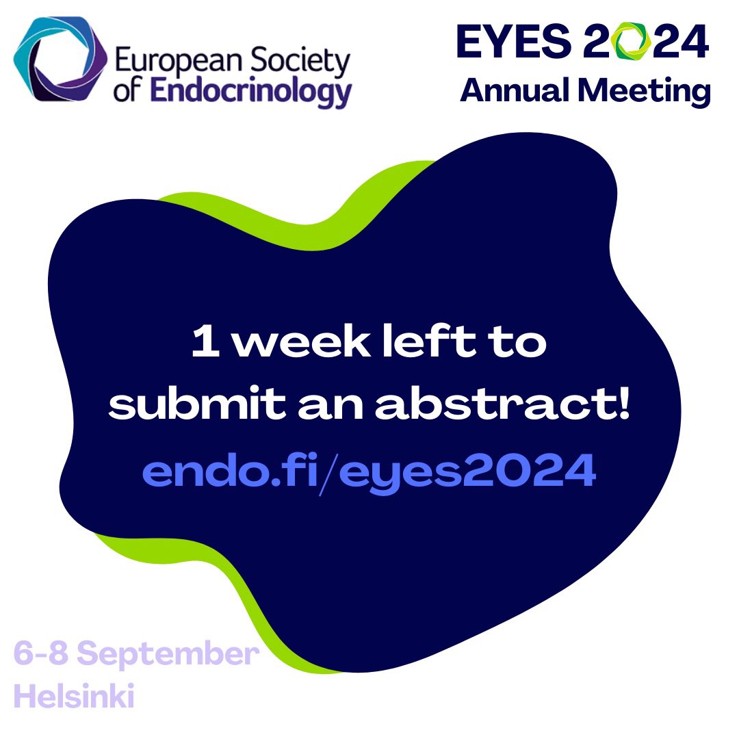 Still one week to submit! 👉 endo.fi/eyes2024/regis… <a href="/EYEScientists/">EYES</a> <a href="/ESEndocrinology/">European Society of Endocrinology (ESE)</a>