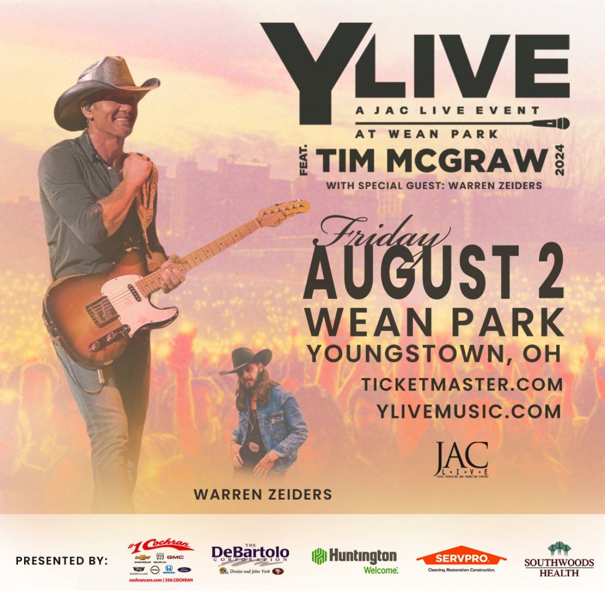 SERVPROTD's tweet photo. August 2nd is approaching quickly! ๐ค Don't miss outโgrab your tickets now for #TimMcGraw live at #YLive! Proudly sponsored by #SERVPRO #TeamDobson ๐ต https://t.co/a8QK4Qzqup