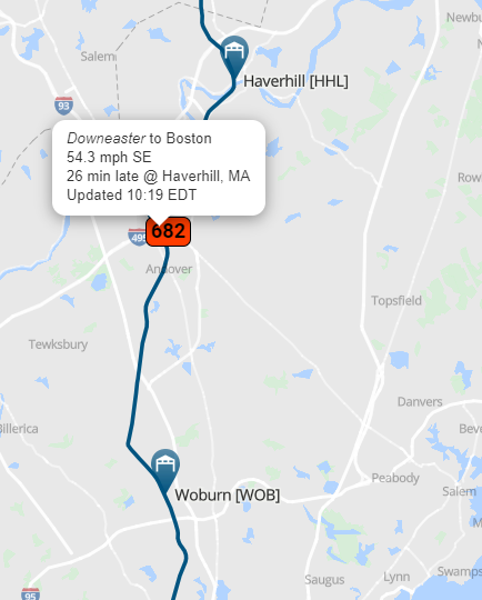 AmtrakStatus's tweet image. "Train 682 Downeaster is currently travelling approximately 26 minutes late. #Amtrak #Downeaster #Train682 🚆" "Track Your Train 🚂 #TrainRealTime Stay on top of your journey with real-time updates x.com/AmtrakStatus