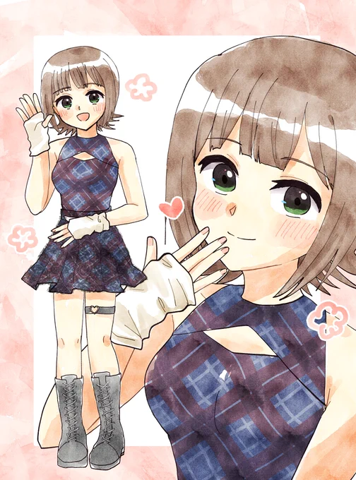 リアルアイドルの衣装がかわいかったので春香さんに着てもらった 帽子とジャケットを合わせるとまた印象が変わって大変かわいい