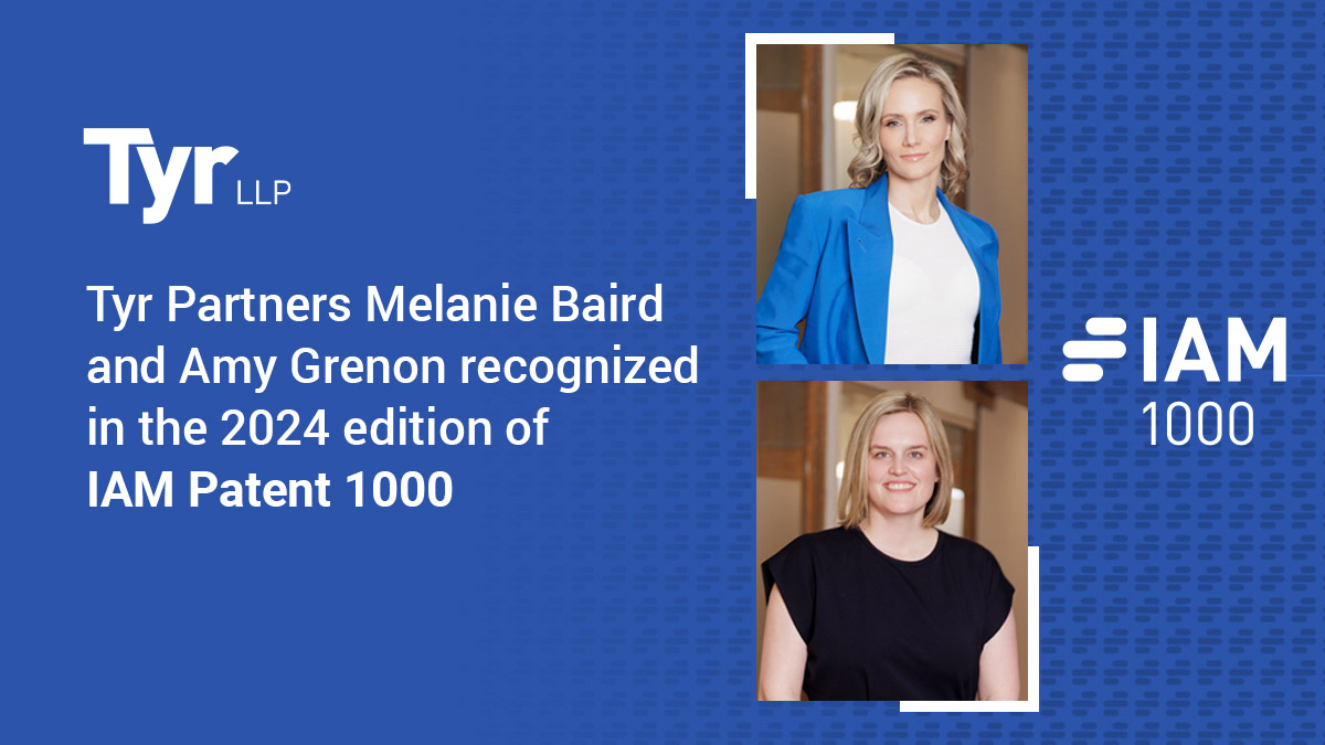 TyrLLP's tweet photo. Tyr LLP is pleased to announce that partners Melanie Baird and Amy Grenon have once again been recognized in the litigation category of @IAMPatent1000: The World’s Leading Patent Professionals. Congratulations, Melanie and Amy.
Read more: https://t.co/EExwV0PnVh
#TyrLLP https://t.co/0eXhA3TptD
