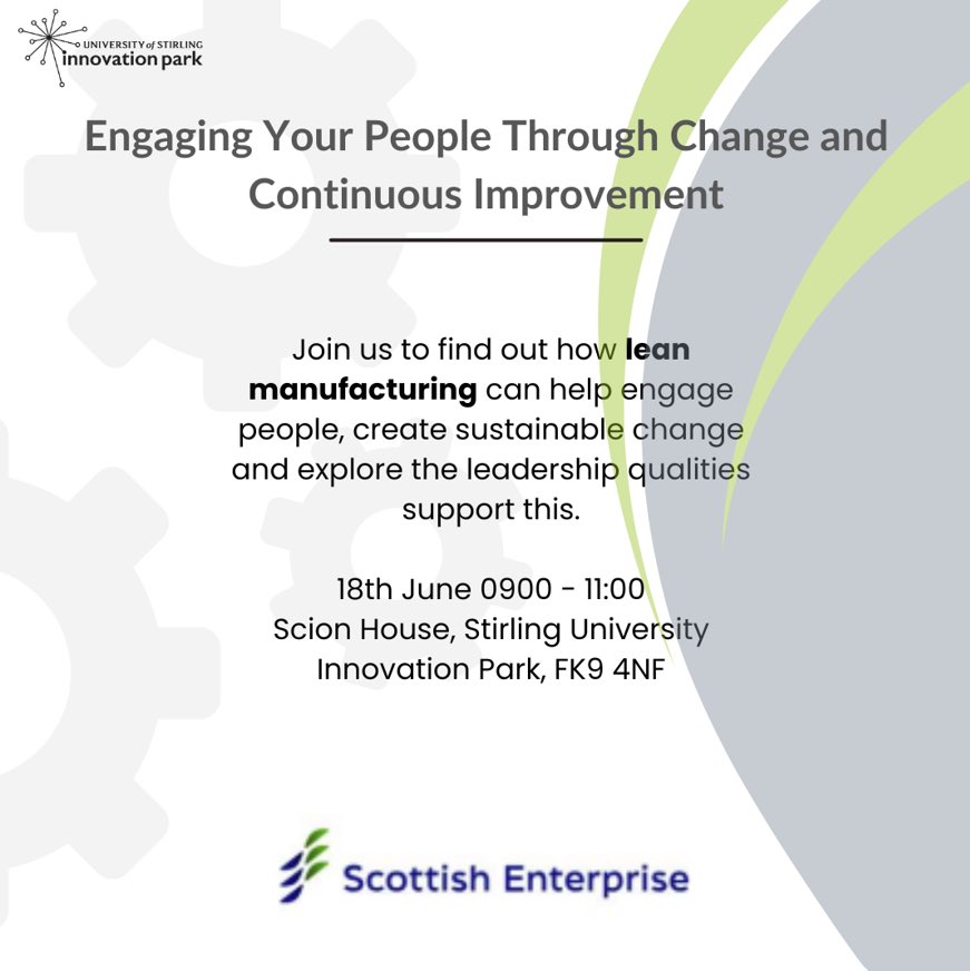 In collaboration with Chamber Member, Scottish Enterprise, Scottish Manufacturing Advisory Service, invites you to focus on how to engage your people in change and create a culture of excellence within your business.

Register at: lnkd.in/eSQzzVq9