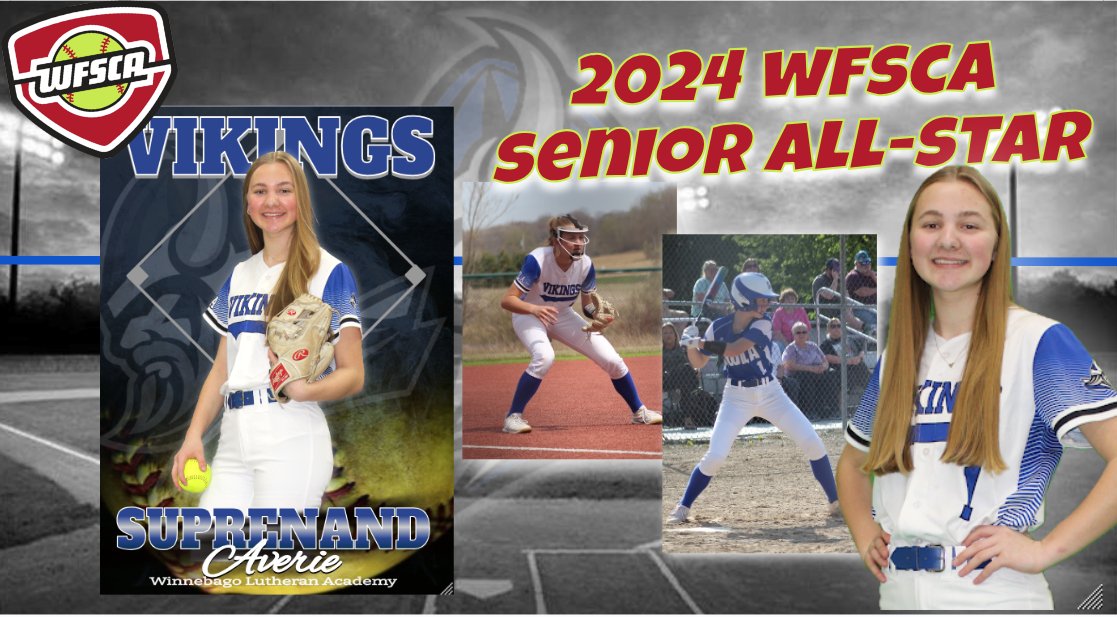Congratulations to our own Lady Viking, Averie Suprenand <a href="/ASuprenand/">Averie Suprenand</a>  on being selected to represent WLA in the WFSCA Senior All-Star Game being held today and tomorrow in Wisconsin Dells!

What a great way to wrap up your softball career in a Viking uniform, To God be the Glory!