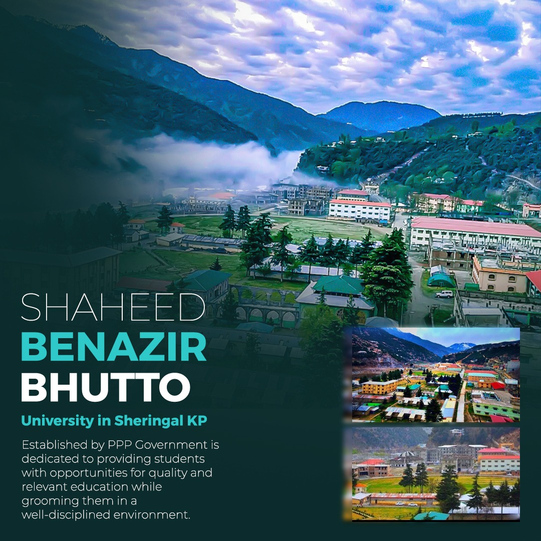 BhuttoMaryam's tweet photo. Shaheed Benazir Bhutto University in Sheringal #KPK, established by #PPP's Govt is dedicated to providing students with opportunities for quality & relevant education while grooming them in a well-disciplined environment. #ThisIsWhyWeVotePPP ❤🖤💚
@BBhuttoZardari @BakhtawarBZ https://t.co/2H8piN2bnx