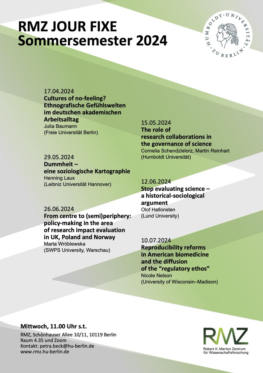 Join us for a talk by Olof Hallonsten (Lund University) on "Stop evaluating science – a historical-sociological argument“. Wednesday, June 12, 11am, <a href="/HU_RMZ/">RMZ_HU</a> or hybrid.  <a href="/HumboldtUni/">Humboldt-Universität zu Berlin</a>, <a href="/IBI_HU/">IBI der HU Berlin</a>, <a href="/hallonsten/">Olof Hallonsten</a> 
rmz.hu-berlin.de/de/termine/rmz…
