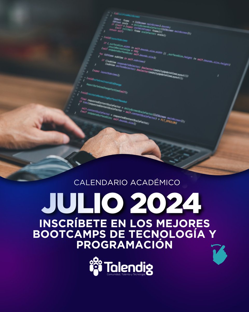 talendigrd's tweet photo. 🚀 ¡Inscríbete en nuestros bootcamps de Julio y transforma tu futuro! 🎓✨
En Talendig te ofrecemos una oportunidad única para aprender y crecer en el mundo tecnológico con nuestros bootcamps especializados. ¡Elige el tuyo!
✅https://t.co/5b6voes1lA https://t.co/8FJKRHjNLU