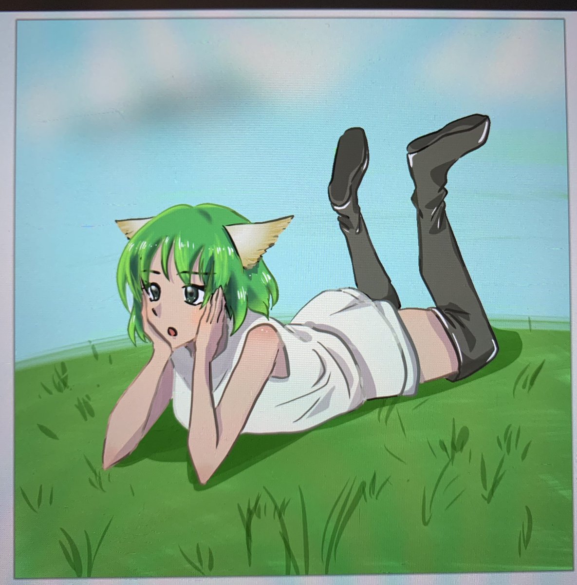 獣人の女の子　緑髪
#illustration #女の子 #イラスト