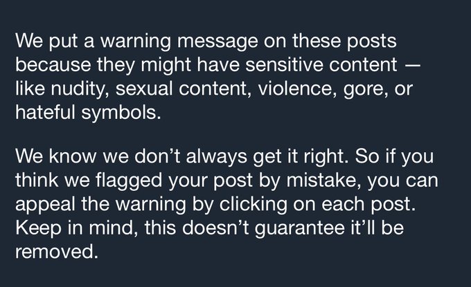 i thought they said they werent gonna be dishing out warnings for sw anymore ?? https://t.co/mz97e4A<a href="/tag/nsfwtwt"class="tags"><span>#nsfwtwt</span></a><a href="/tag/swtwt"class="tags"><span>#swtwt</span></a>