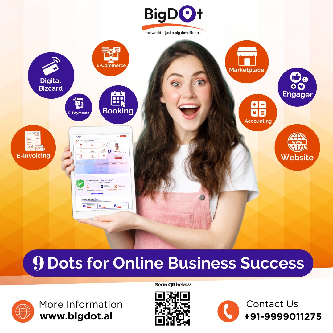 bigdotai's tweet photo. Unlock your business potential with BigDot's 9 integrated tools. Achieve online success like never before! #9DotsForSuccess #BigDot #OnlineBusiness #BusinessSuccess #growonlinebusiness https://t.co/bTIOHHbqLo