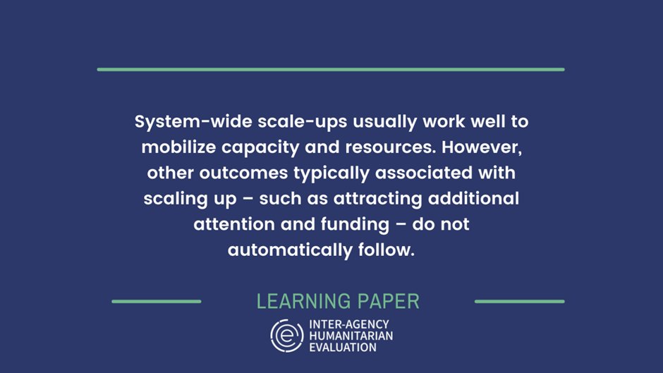 UNICEF Evaluation (@unicefeval) on Twitter photo 📢<a href="/UNICEFEval/">UNICEF Evaluation</a> is proud to have supported the new: <a href="/iascch/">Inter-Agency Standing Committee (IASC)</a> IASC Learning Paper on System-Wide Scale-Up unicef.org/evaluation/rep…
✳️ Works well to mobilize capacity
✳️ Doesn’t automatically improve response
✳️ No direct connection with ⬆️funding
#IASCScaleUp #humanitarian #evaluation 📢<a href="/UNICEFEval/">UNICEF Evaluation</a> is proud to have supported the new: <a href="/iascch/">Inter-Agency Standing Committee (IASC)</a> IASC Learning Paper on System-Wide Scale-Up unicef.org/evaluation/rep…
✳️ Works well to mobilize capacity
✳️ Doesn’t automatically improve response
✳️ No direct connection with ⬆️funding
#IASCScaleUp #humanitarian #evaluation