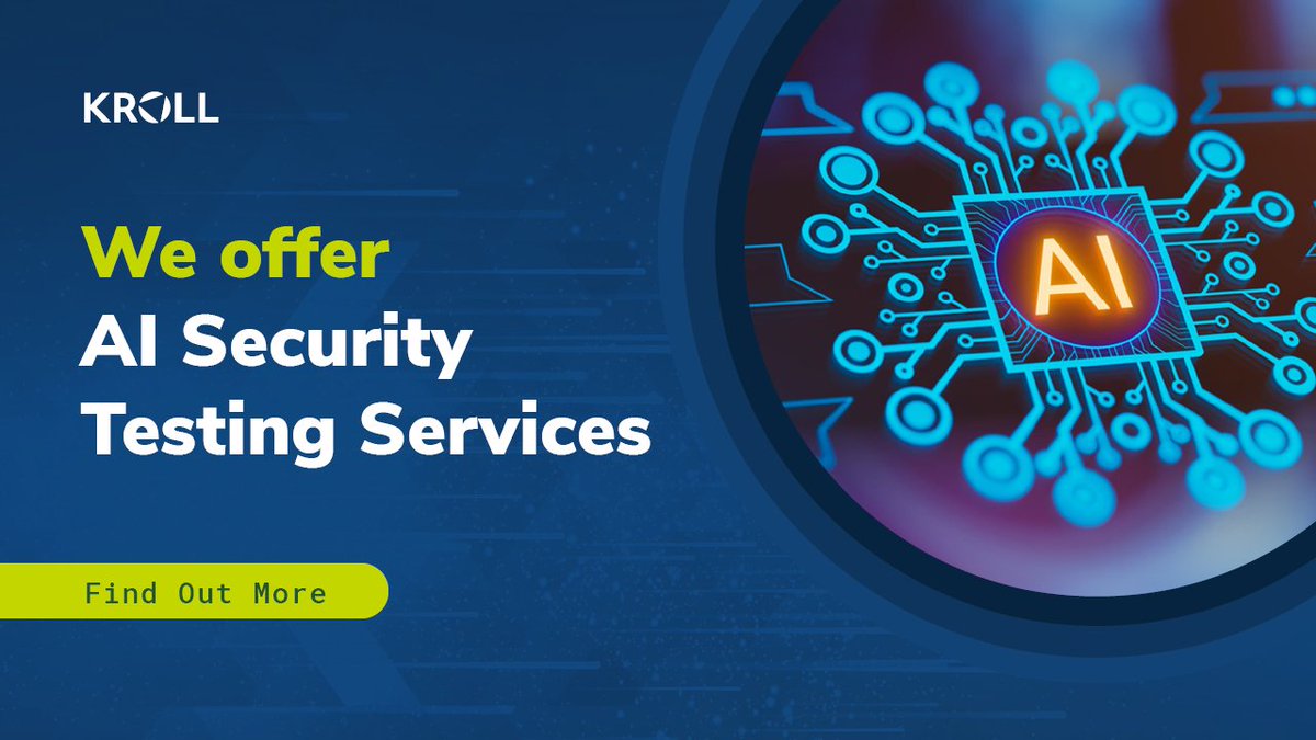 KrollWire's tweet image. Are you confident that your #AI, ML and LLM systems follow fundamental #cybersecurity principles? Check out our AI penetration testing &amp;amp; AI security assessment services:  ms.spr.ly/6016YsvLC

#AISecurityTesting