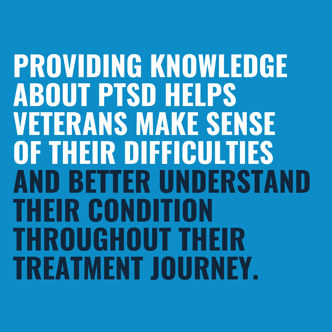 CombatStress's tweet photo. Some veterans with complex mental health conditions such as post-traumatic stress disorder (PTSD) may find it difficult to recognise their symptoms and difficulties as responses to trauma.

We know from our own research that providing knowledge about PTSD helps veterans make sense of their difficulties and gather their own understanding of the condition throughout their treatment journey.

At Combat Stress, our expert clinicians implement psychoeducation at the beginning of a veteran’s treatment to help them develop understanding of their condition, including symptoms, effects and treatment options. This knowledge acts as a helpful framework where veterans can understand their difficulties, enabling them to gain confidence and control of their symptoms, and resulting in better outcomes for recovery.

Click here to learn more about our specialist support: https://t.co/UaZ2yS8yaO

#psychoeducation