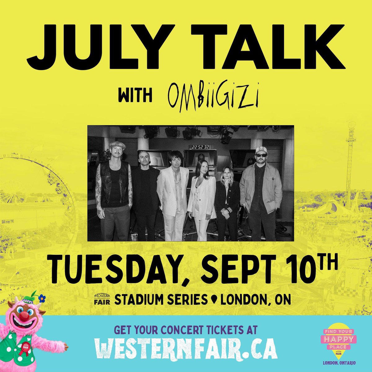Just Announced!  <a href="/julytalk/">July Talk</a> w/ special guests <a href="/ombiigizi/">Ombiigizi</a> | September 10 <a href="/WesternFair/">WesternFair District</a> bit.ly/3yPBtaW