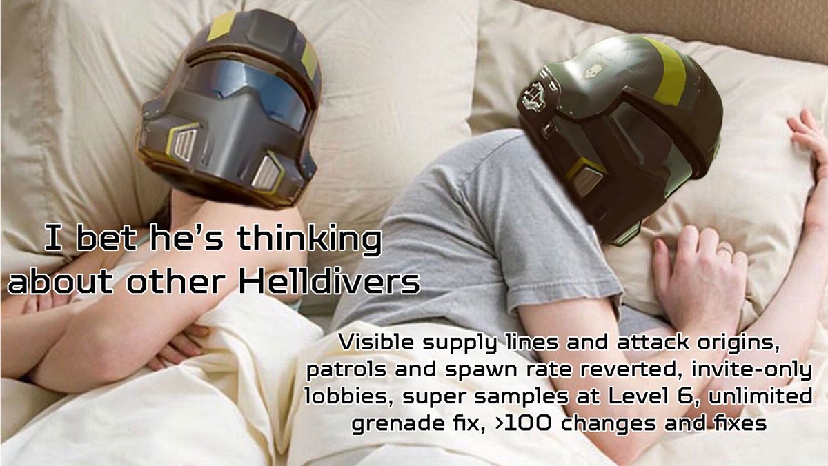Helldivers, next patch deploys on Thursday.

[1/4]