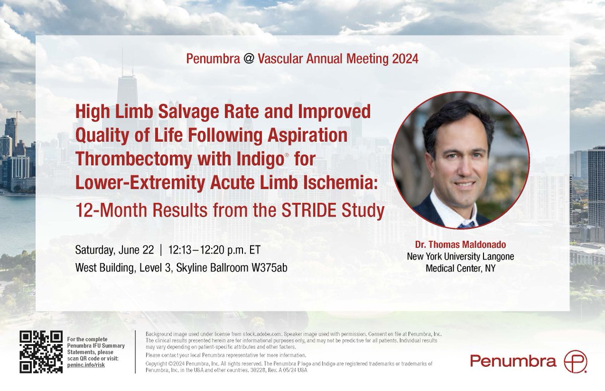 PenVascular's tweet photo. Join us on June 22nd to hear Dr. Thomas Maldonado discuss the benefits of endovascular first and the 12-months results from the STRIDE Study! #LightningBolt7 #CAVT #VAM24 https://t.co/badXzbRZCl