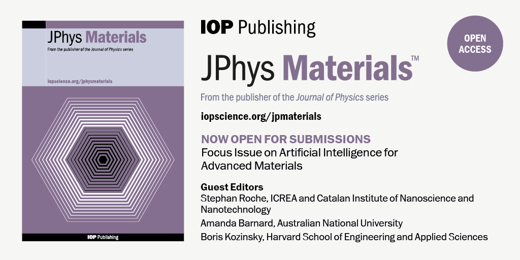 JPhys Materials (@jphysmaterials) on Twitter photo We're welcoming contributions to our new focus issue on AI for Advanced Materials. If you're working with #AI #machinelearning tools to help shape the future of #materialsscience, we want to hear from you! Full submission details: iopscience.iop.org/collections/jp… We're welcoming contributions to our new focus issue on AI for Advanced Materials. If you're working with #AI #machinelearning tools to help shape the future of #materialsscience, we want to hear from you! Full submission details: iopscience.iop.org/collections/jp…