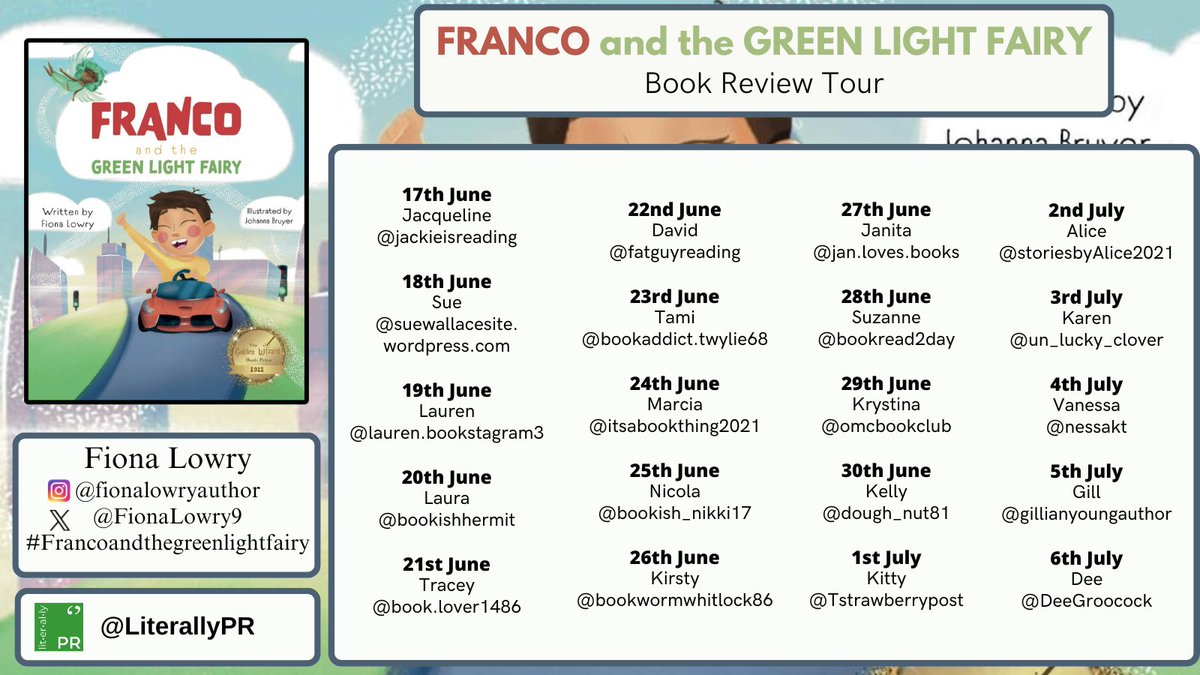 Winner of The Golden Wizard Book Prize 2022.

We can't wait to hear what our lovely reviewers think of #FrancoAndTheGreenLightFairy by <a href="/FionaLowry9/">Fiona Lowry - Author</a> - the perfect growth mindset book for ages 3-5yrs!

Online book review tour kicking off on 17th June 🥳