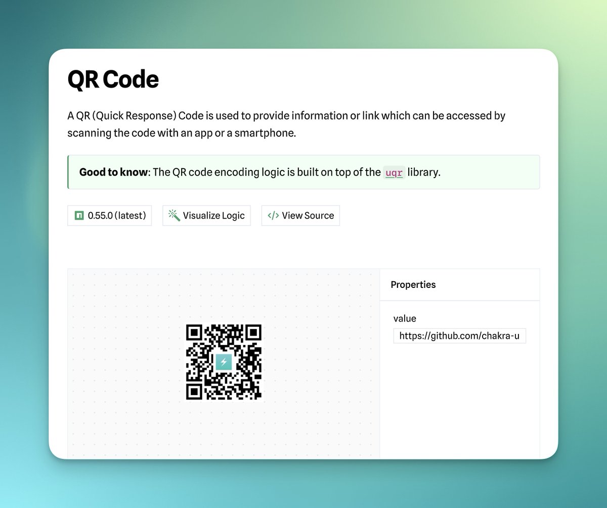 New Component: &lt;QRCode /&gt; is now available as a headless component ✨

✅ Works in React, Vue, and Solid.js
✅ Renders an SVG element (good for SSR)

Check it here: zagjs.com/components/rea…