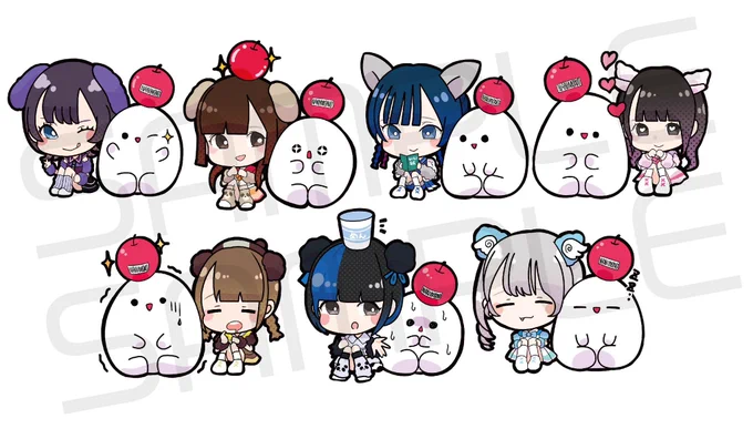 NANIMONO様TDCワンマングッズのTシャツイラスト、缶バッジメンバーミニキャラ描かせていただきました!グッズめちゃたくさん!! 