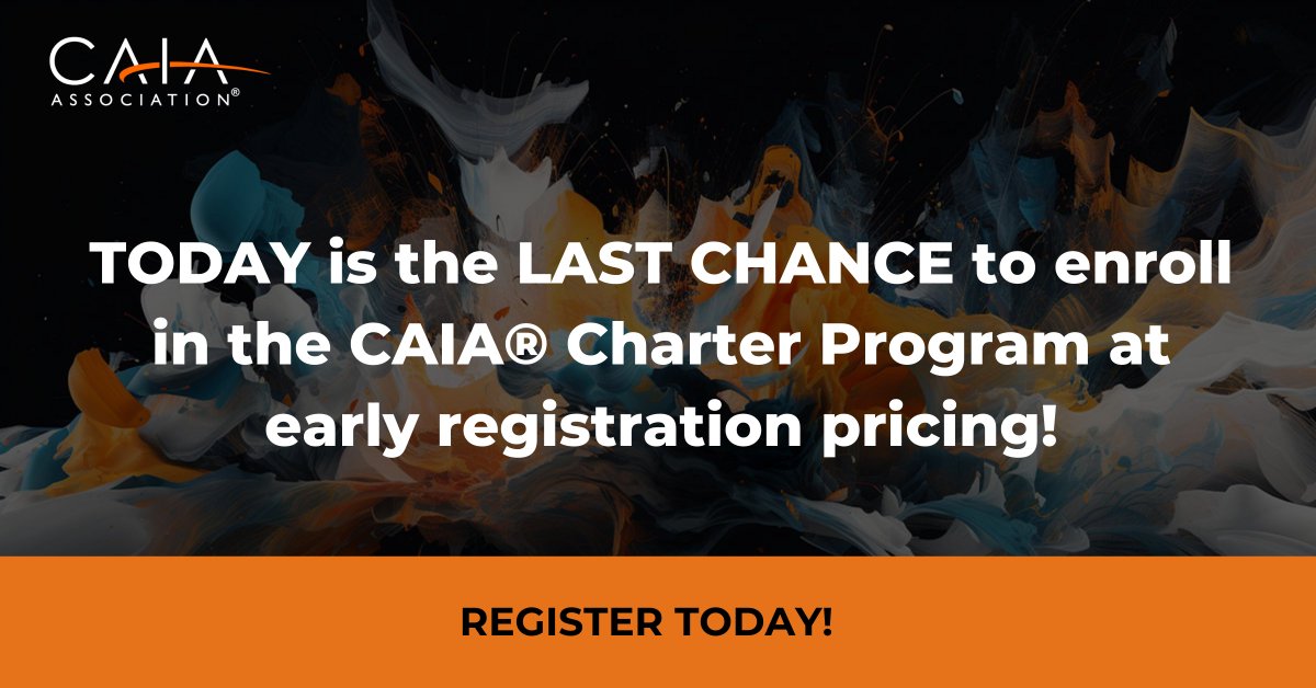 BowmanJohnL's tweet photo. #NextisHere: Last day for early registration for the Sept @CAIAAssociation exams. Join the movement of the future. https://t.co/CnSreqFK1i