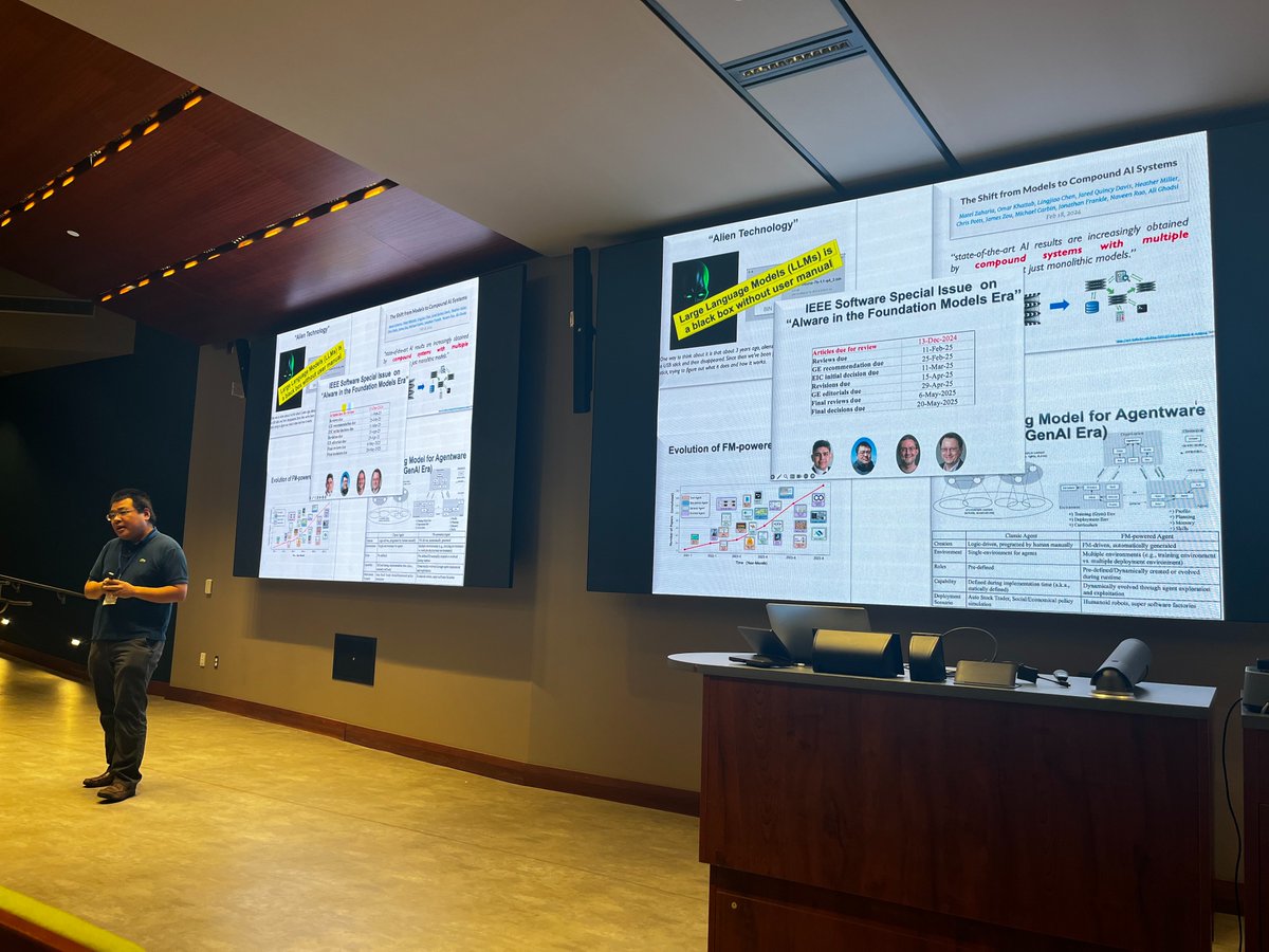 Amel Bennaceur (@amel_bennaceur) on Twitter photo Enjoying an excellent talk by <a href="/jackzmjiang/">Jack ZhenMing Jiang</a> on Challenges and Opportunities Associated with FM-powered Agent-oriented SE. A key point is collaboration between Humans and AI, which resonates with our work (dl.acm.org/doi/10.1145/36…). #SE #AI #research Such great start to #CSER Enjoying an excellent talk by <a href="/jackzmjiang/">Jack ZhenMing Jiang</a> on Challenges and Opportunities Associated with FM-powered Agent-oriented SE. A key point is collaboration between Humans and AI, which resonates with our work (dl.acm.org/doi/10.1145/36…). #SE #AI #research Such great start to #CSER