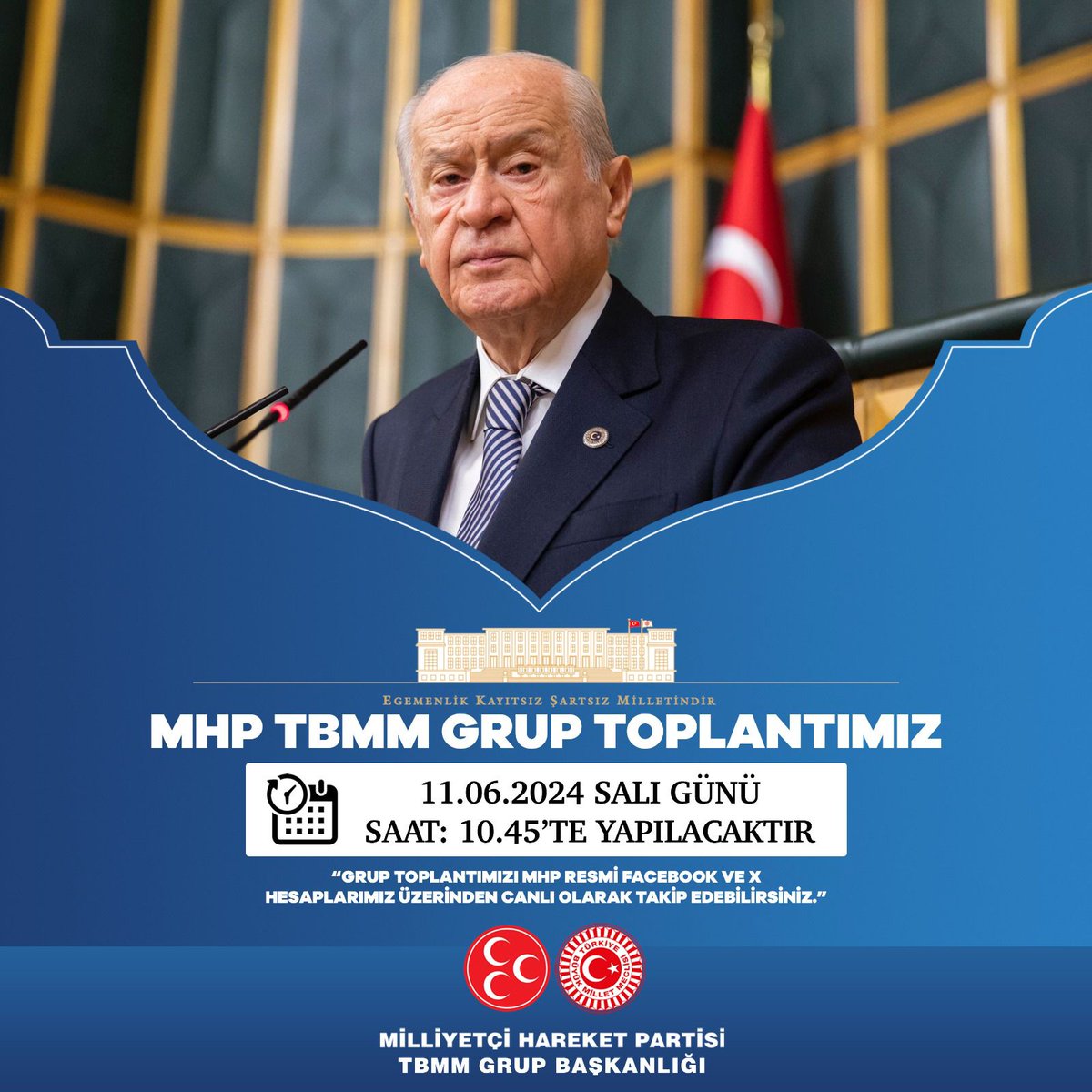 MHP TBMM Grup Toplantımız #11Haziran2024 Salı günü (Yarın) Saat:10.45'te yapılacaktır. 

MHP TBMM GRUP BAŞKANLIĞI
<a href="/MhpTbmmGrubu/">MHP TBMM Grubu #MHP</a>