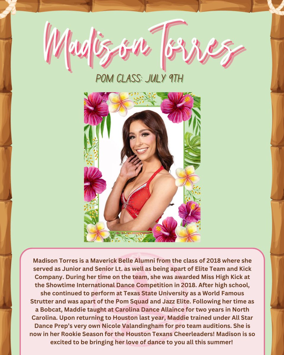 SUMMER INSTRUCTOR SPOTLIGHT✨

Meet our June 25th &amp; July 9th summer instructors!