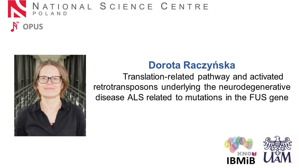 IMBB AMU Poznań (@uam_ibmib) on Twitter photo Dorota Raczyńska <a href="/UamPlab/">UAM PLAB - Laboratory of RNA Processing</a> has been awarded OPUS grant to study the role of translation-related pathway and retrotransposons in the ALS - big congratulations!!! <a href="/NCN_PL/">Narodowe Centrum Nauki</a> Dorota Raczyńska <a href="/UamPlab/">UAM PLAB - Laboratory of RNA Processing</a> has been awarded OPUS grant to study the role of translation-related pathway and retrotransposons in the ALS - big congratulations!!! <a href="/NCN_PL/">Narodowe Centrum Nauki</a>