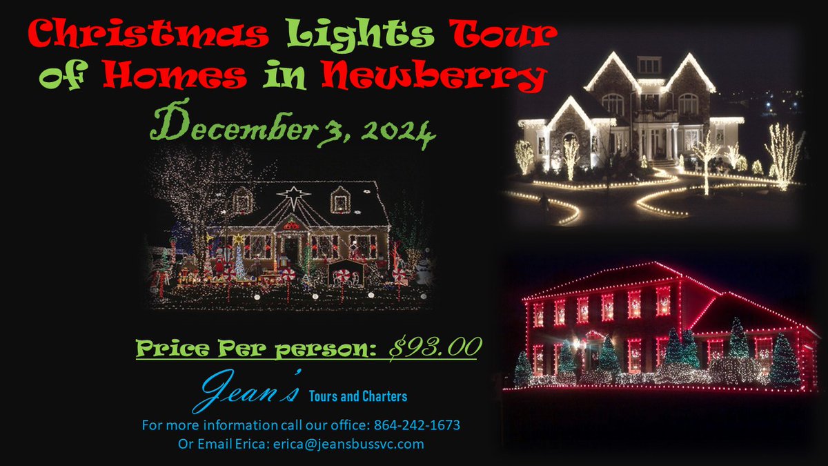 For more information visit our website at jeansbussvc.com/our-tours
call our office at 864-242-1673
or email Erica at erica@jeansbussvc.com

#ridewithjeans #Travel