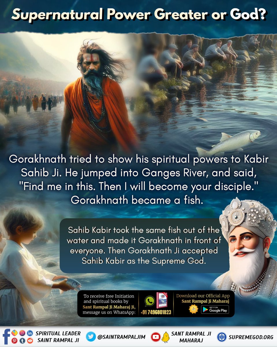 #सिद्धि_बड़ी_या_भगवान
God Kabir tells GorakhNath that
"Brahm and all the living beings had not even born. Since then I am wearing this mark on my forehead i.e. since then I(Kabir) am in form as SatPurush.
